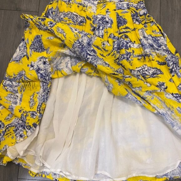 Samantha Sung Sleeveless Blue Yellow Linen Maxi Dress Size 12 - Picture 5 of 11